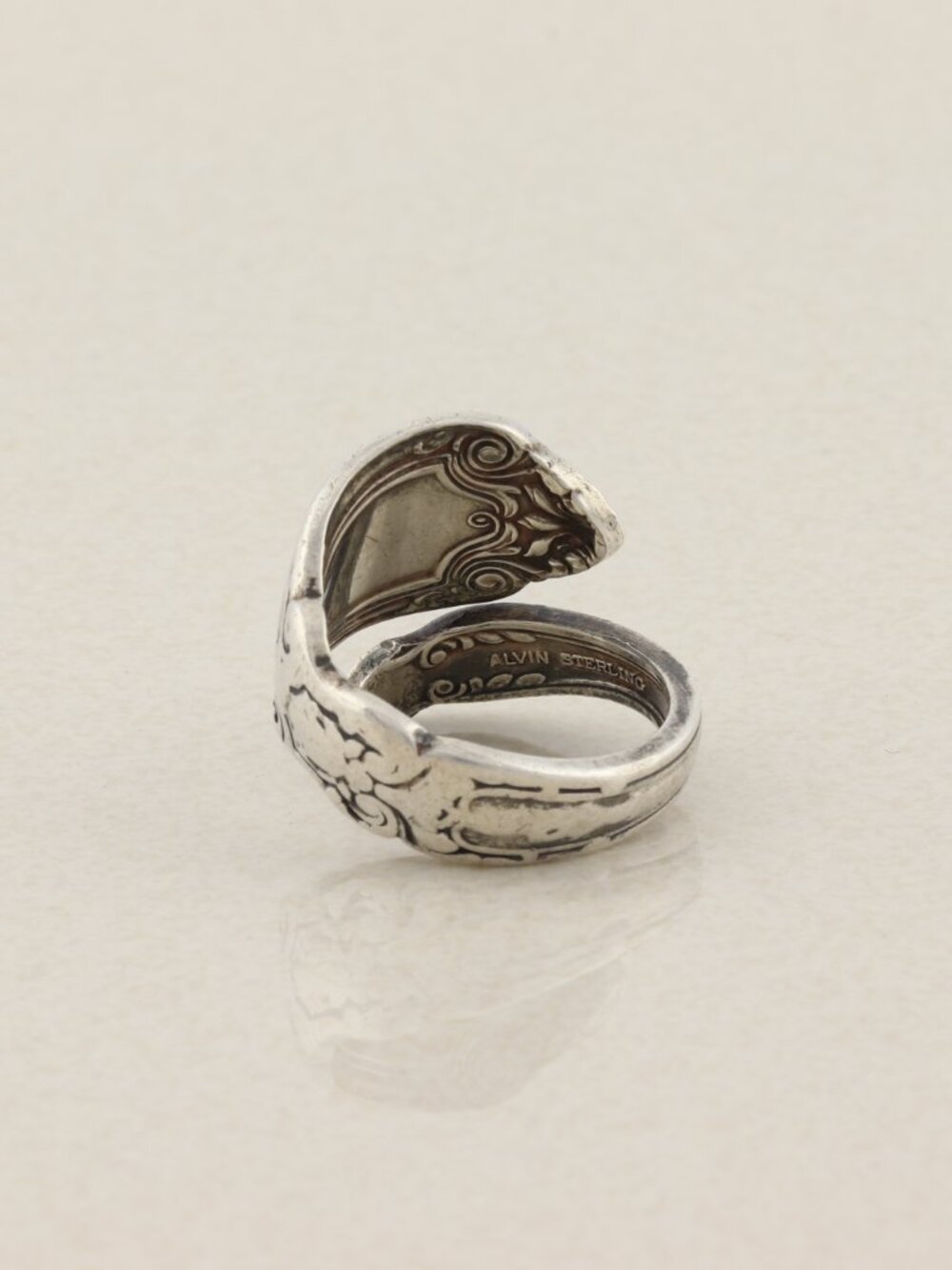 Sterling Silver Flower Spoon Ring size 7 1/4 Adjustable - Picture 6 of 6